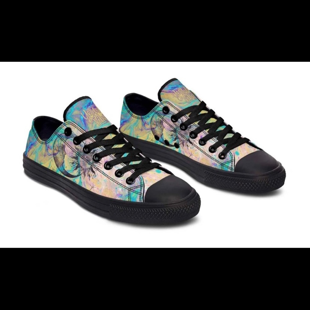 Yes We Vibe Watercolor Sun and Moon Lo Tops